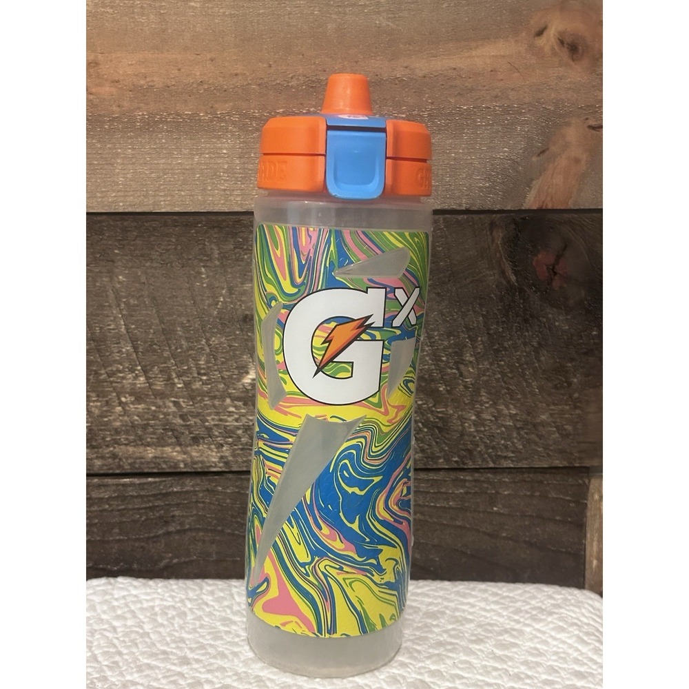 Gatorade GX 30oz Sports Water Bottle – Multicolor Swirl Design – Flip Cap‎